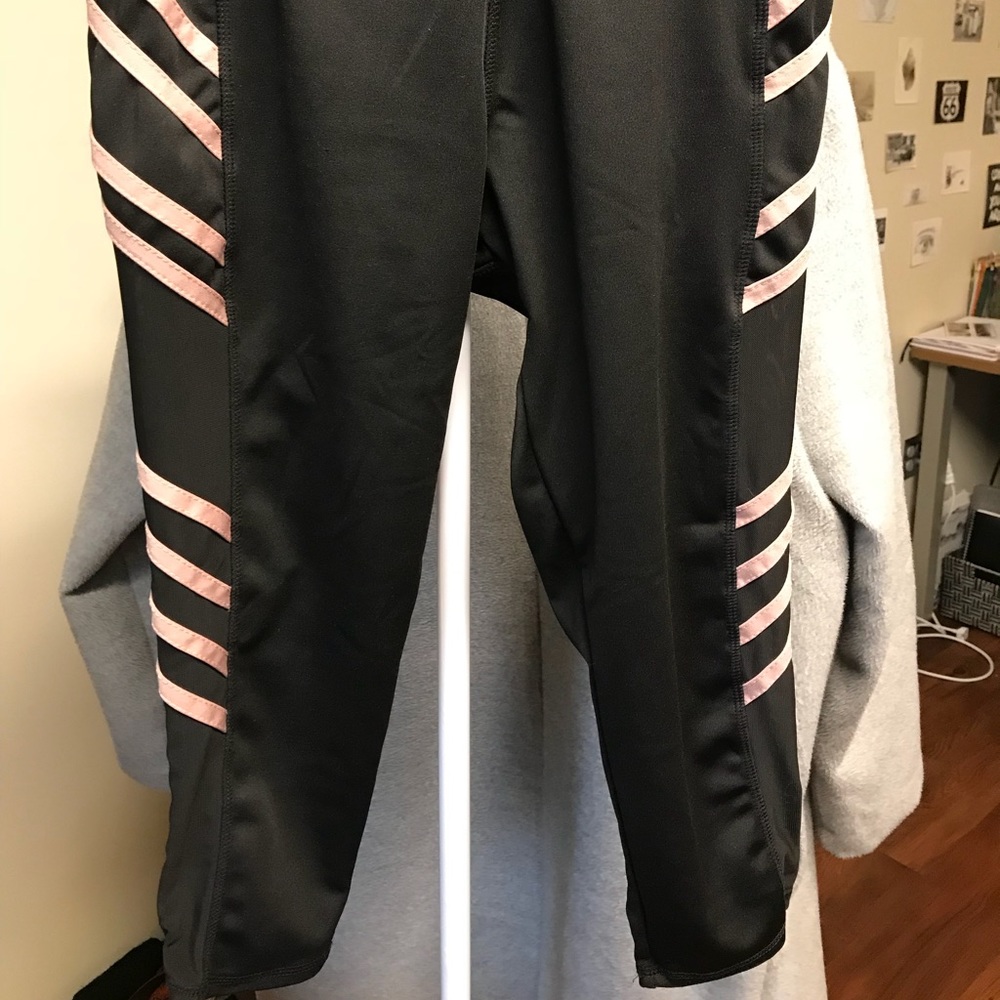 Black and Pink Stripped Yoga Pants